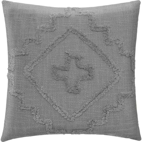 Coussin Déco Tufté "Inca" 40x40cm Gris (1/5)