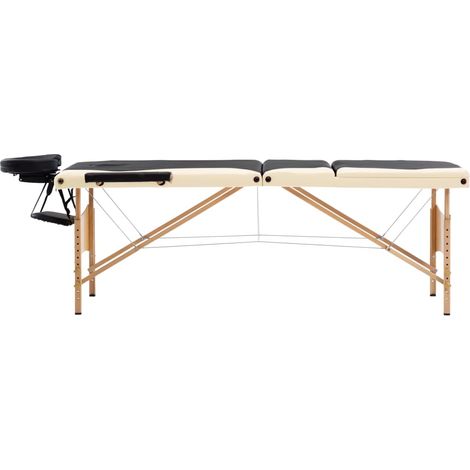 Table de massage pliable 3 zones Bois Noir et beige (1/5)