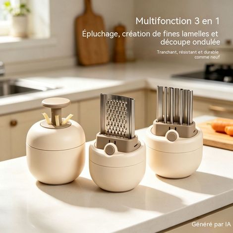 Râpe à légumes 3-en-1, économe multifonction pour fruits et légumes, coupe ondulé, ustensile de cuisine portable (1/4)