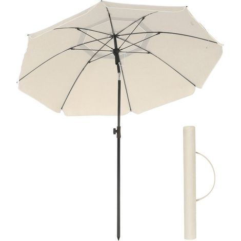 Parasol SONGMICS GPU65WTV1 - Protection solaire UPF 50+ - Inclinable et réglable en hauteur - Sac de transport inclus (1/5)