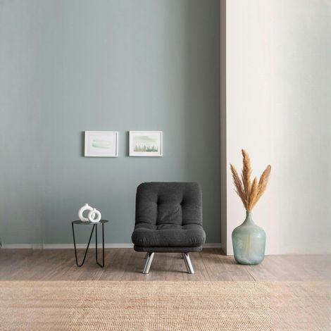 Fauteuil convertible banquette gris foncé pieds chromés CUSCO (1/5)