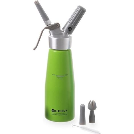 Siphon à chantilly professionnel en édition limitée de Kurt Scheller, vert, avec 3 embouts et une brosse de nettoyage, 0,5 L (1/4)