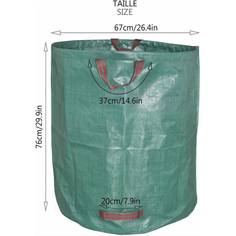 Sac à feuilles de jardin Sac de stockage de feuilles de jardin étanche - vert, 272L/72 Gallon, 67cm x 76cm, 1pc (1/4)