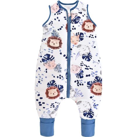 Gigoteuse d'hiver pour bébé - 2,5 Tog Respirante Gigoteuse Bébé à Pieds Turbulette Fille Garçon, Zèbre Jungle, 70cm/Taille Bébé 80-90cm (1/5)