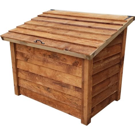 Wooden Log Chest Storage (W-127cm, H-104cm, D-87cm), Brown finish