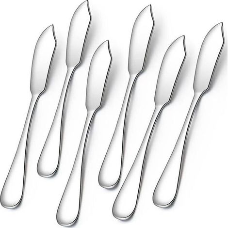 (argent) Couteau à beurre 6 pièces, couteau à fromage, tartinades à fromage, 5,91 pouces Mini-couteaux de cuisine en acier inoxydable mignons pou
