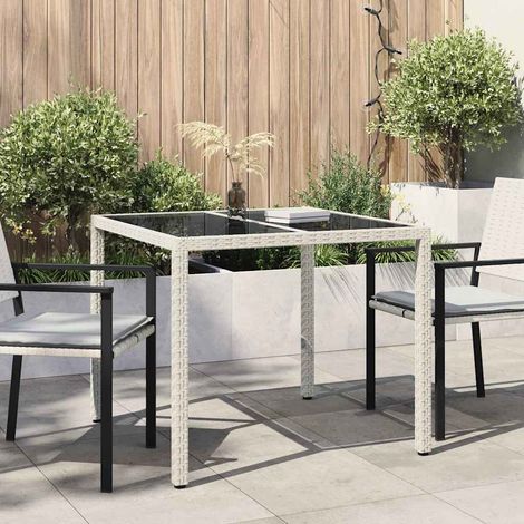 Teenpull – Gartentisch Weiß 90 x 90 x 75 cm Poly-Rattan (1/5)
