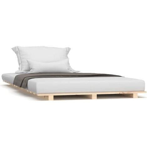 Cadre de lit sans matelas 75x190 cm bois de pin massif  -RICEEL (1/5)