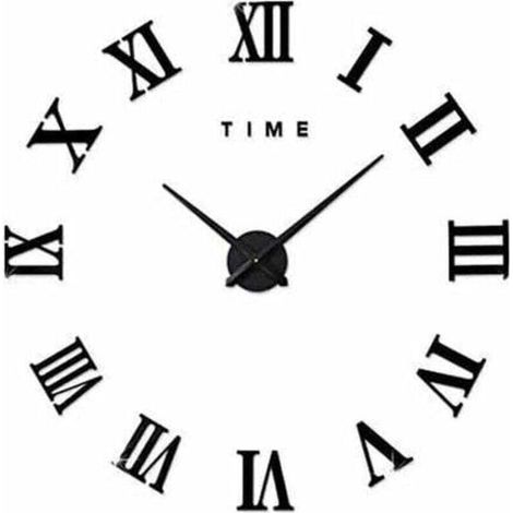 Moderne DIY Grand Pendule Murale Chiffres Romains Big Montre Stickers 3D Horloge Montre Murale Home Office Décoration Amovible (Batterie Non Inclus) Doré (1/4)
