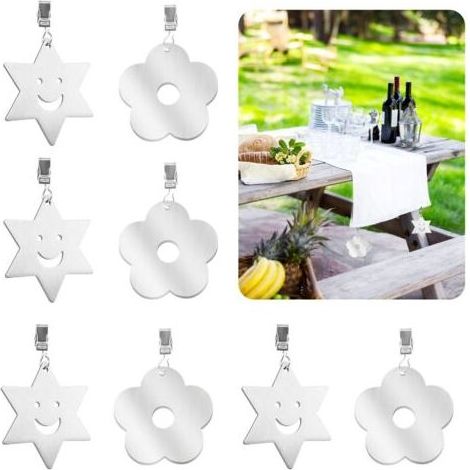 BUNTHAUS PA Aiperq 8 Pcs Nappe Lourde Lests Extérieure Pinces à Nappe Nappe De Fleurs Poids Nappe Clip de Nappe en Acier Inoxydable Support pour Jardin Pique-niques Fête Cuisine Resta (1/5)