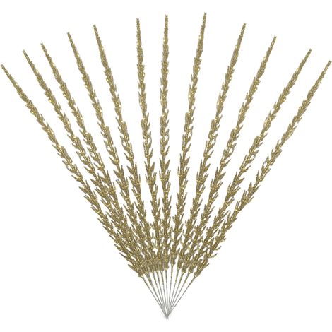 Guirlande Décorative NoëL Dorée, 12 Tiges Scintillantes En Plastique, Ornements Festifs Arc-En-Ciel Pour Fête Et Mariage (1/2)