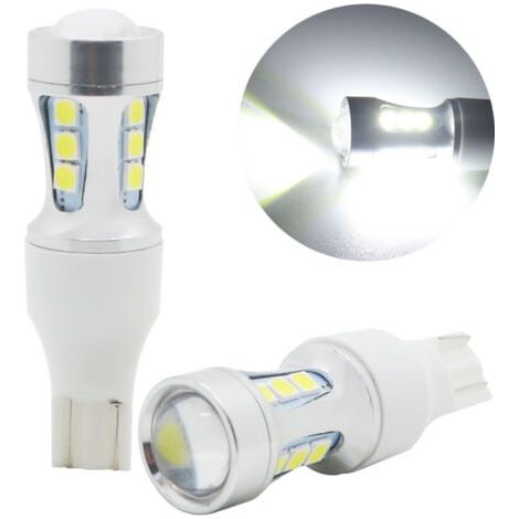 Lot de 2 ampoules LED, 912 921 Ampoule LED Feu de recul T15 Feu de recul LED 2600 Lumens 6000 K Xénon Blanc W15W 906 904 902 Lumière super lumineuse (1/5)