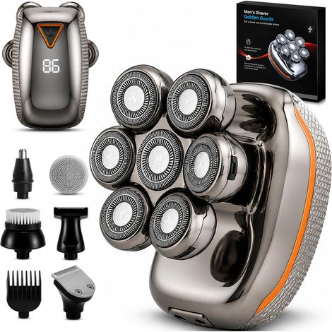 Rasoir Tete Chauve Homme 7D Skull Shaver Électrique Hommes Cheveux 90 mins d'autonomie Rasoir Crane Homme Chauve Étanche Wet & Dry Tondeuse Crane Chauve sans Fil avec Écran LED (1/5)
