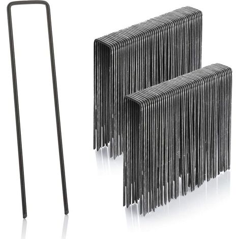 Lot de 100 Piquets de Fixation - 15 cm x 2.5 cm - 2.9 mm - Acier Galvanis-Sardine Piquet Terre Tente Jardin