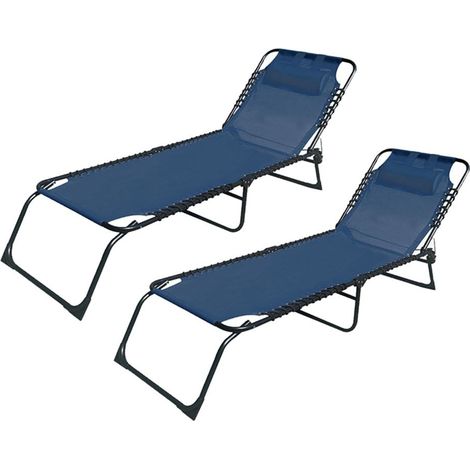 Marbueno Tumbona Plegable Acero Cojin Jardin y Piscina Azul