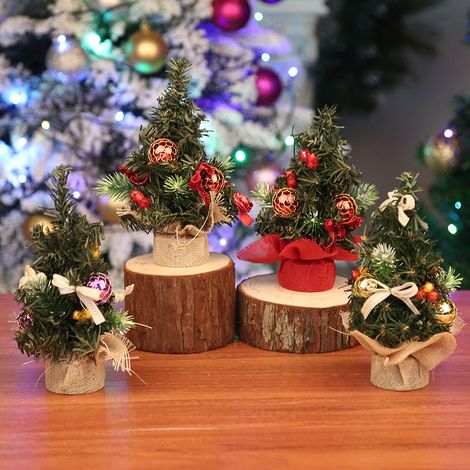 Decorazioni natalizie in confezione da 4 - mini alberi di Natale da 20 cm - decorazioni per finestre/scrivanie - alberi di Natale (1/3)