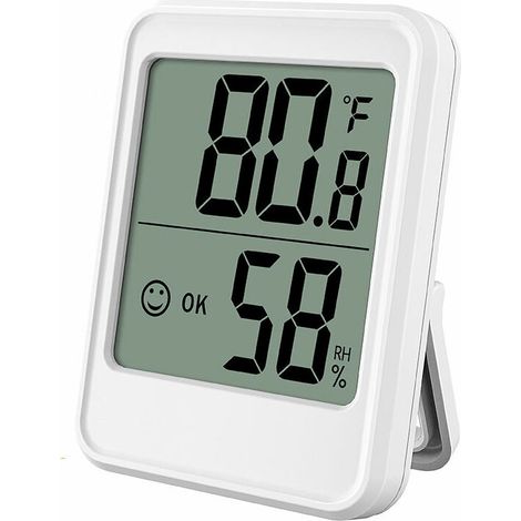 Thermomètre Intérieur et Extérieur, Thermomètre Hygrometre Numérique avec Grand Ecran LCD, Commutateur ℃/℉, Blanc (1/5)