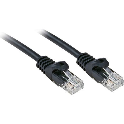 LINDY 48196 RJ45 Netzwerkkabel, Patchkabel CAT 6 U/UTP 7.50 m Schwarz mit Rastnasenschutz 1 St.