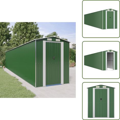 Geräteschuppen Grün 192x1021x223 cm Verzinkter Stahl - Geräteschuppen - Gartenhaus - Werkzeuglager - Außenschrank - Lagerschuppen (1/5)