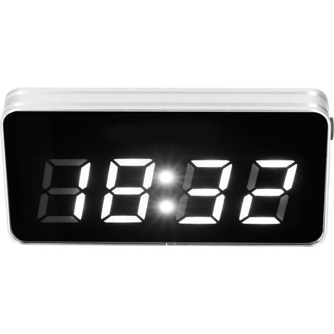Tischuhr mit Glasspiegel, Leuchtfunktion, LED-Anzeige und ewigem Kalender für Zuhause und Büro (EU-Stecker) (1/5)