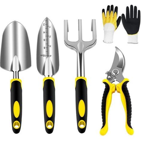 Ensemble d'outils de jardin avec têtes en aluminium robustes et poignées ergonomiques (1/2)