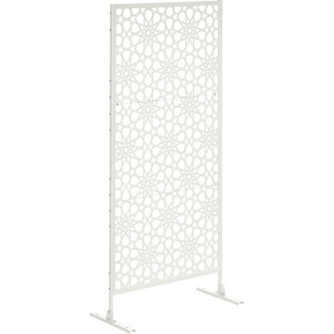 Panneau brise vue décoratif extérieur blanc à motif en métal - 92 x 45 x 198 cm (1/5)