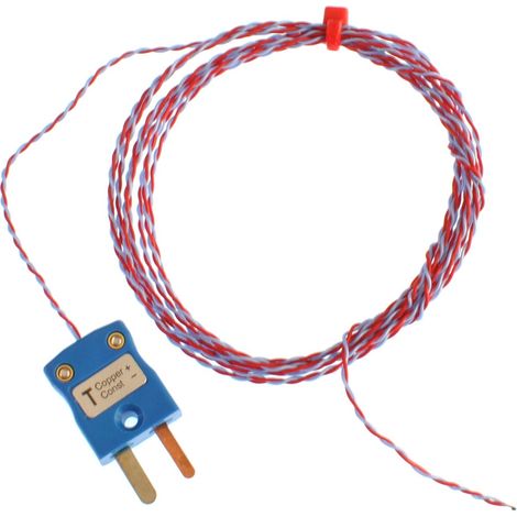 Thermocouple type T, L 3m, +250°C max à Fiche mâle miniature ( Prix pour 1 )
