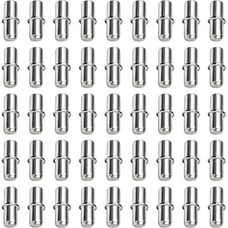 Lot de 100 supports d'étagères, 5 x 16 mm, avec anneau de sécurité, pour étagères, penderie et bibliothèques, supports d'étagères, supports de sol, support de meubles (1/5)