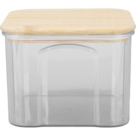 Boîte de conservation hermétique transparente avec couvercle en bambou pour nouilles, farine, céréales, riz, thé, café en grains, 650 ml, 10,7 x 8,2 cm / 4,2 x 3,2 pouces (1/5)
