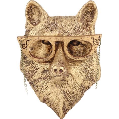 Wandmontierter Fuchs aus Kunstharz in Kupferoptik, Wanddekoration für Wohnzimmer, Schlafzimmer, Büro, Kamin. (1/4)