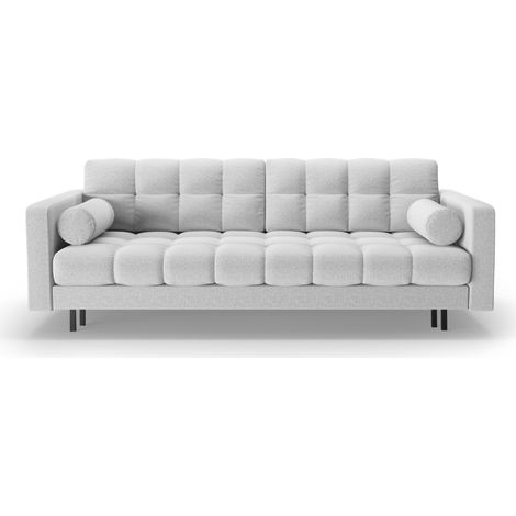 Canapé convertible + box 3 places en tissu structurel gris clair (1/5)