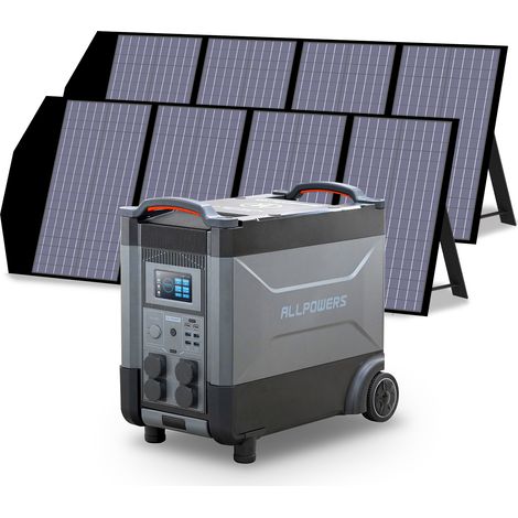 ALLPOWERS Station d'alimentation portable R4000 générateur solaire 3600Wh LiFePO4 batterie CA 4000W, charge rapide,extensible 21600 Wh avec 2 panneau solaire 140W pour camping, maison pannes de couran (1/5)