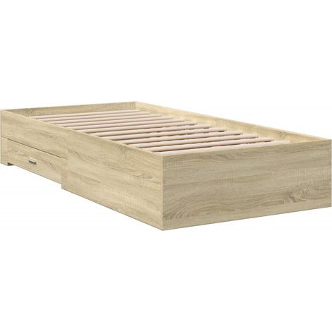 Cama con cajones madera ingeniería roble Sonoma 90x200 cm vidaXL
