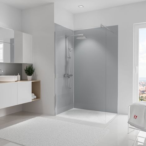Schulte – Pack de 2 panneaux muraux de douche gris argenté 90 x 210 cm et 120 x 210 cm – Composite aluminium 3 mm – Étanche et facile à poser