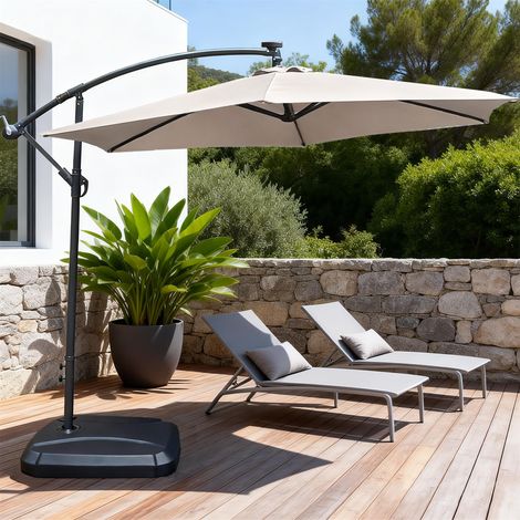 Abrihome 2.35m Patio Umbrella – UV Protective Polyester Fabric for Garden & Outdoor Shading, Beige