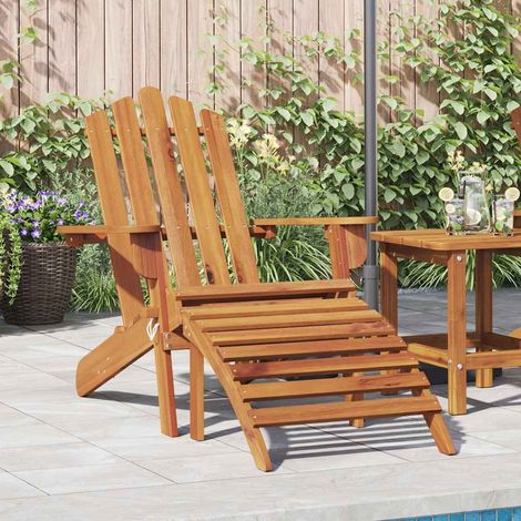 Chaise Adirondack avec Repose-Pied de Jardin en Bois d'Acacia Massif Pliable Naturel - PANGIVO (1/5)