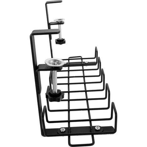 Panier de Rangement pour Câbles en Acier Carbone Noir Support pour Multiprise et Ceinture de Fixation, Gestion des Câbles Bureau Robuste et Pratique (1/5)