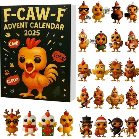 Calendrier De Lavent Poulet 2D - 24 Figurines Collectibles En Plastique Et Résine - Cadeau De Noël Pour Enfants Et Adultes - Lot De 1 (1/5)