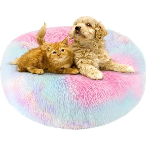 Panier Chat Chien Lit Rond Pour Chats Chiens Peluche Coussin Pour Animaux De Compagnie Moelleux Paniers Donut Pour Chat Petit Chien Moyen (60Cm,Cinq Couleurs)