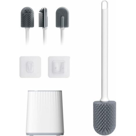 Brosse Toilette Silicone Plate Balayette WC Antibactérienne Brosse WC avec Support de Séchage Rapide, (1/5)