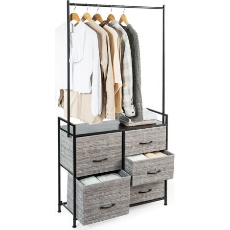 Metal Clothes Hanging Rail Clothing Wardrobe Closet Storage Rack (1/3)