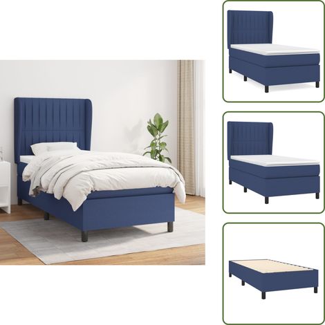 The Living Store Giroletto a Molle con Materasso Blu 80x200 cm inTessuto - Materasso a molle