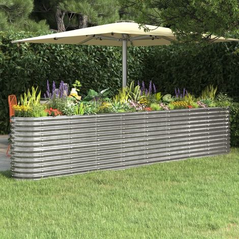 Hochbeet Verzinkter Stahl 332x40x68 cm Silbern