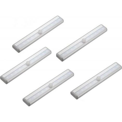 MCTECH Lampe de chevet de 5 pièces Lampe à armoire sans fil à LED avec détecteur de mouvement - Blanc Froid (1/4)