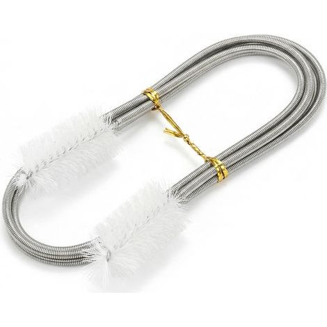 Flexible Nettoyage-Brosche mit Doppelkopf aus rostfreiem Edelstahl für die Aquarienfischerei mit weißem Nylon-Ressort (1/5)