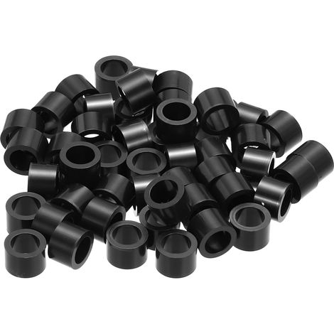 50Pcs Entretoise ABS M6 x 9mm OD x 6mm L Rondelles d'Espacement Rondes en Plastique Noir, Écrou d'Écartement Non Fileté pour Vis, Boulons, Prise Électrique (1/5)