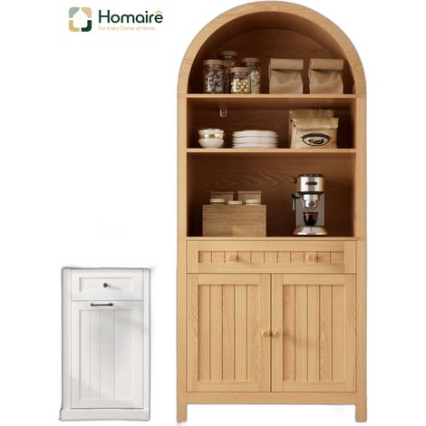 Colonnes de rangement en mdf naturel avec couchage coulissant 76 x 40 x 180 cm HOMAIRE (1/5)