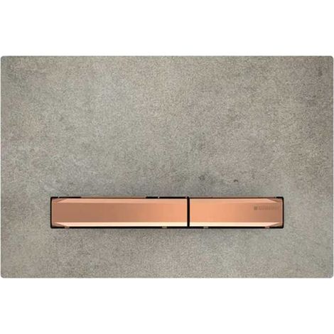 Placca Geberit Sigma50 Square Effetto Cemento / Oro Rosso Doppio Tasto 115.670.JV.2 Oro Rosso