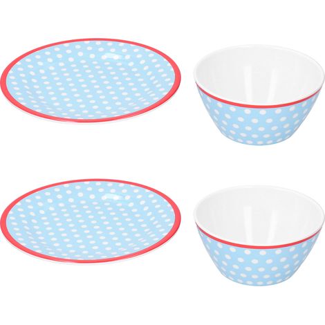 Ensemble de 4 assiettes à salade, bols et coupelles pour salade, vaisselle de table pour la maison et les restaurants. (1/5)