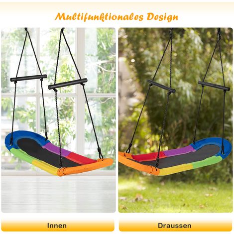Balançoire nid enfant en métal et tissu Oxford avec cordes réglables et poignées rembourrées pour jardin, terrasse et parc (1/5)